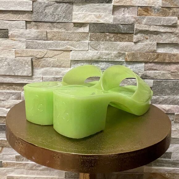 Barbie Neon Green Jelly Block Heels 9 | Platform Slide Sandals, Retro Costume - Picture 5 of 9